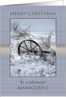 To A Wonderful Manicurist at Christmas ~ Farm Implement in the Snow card