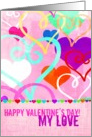 Brightly colored & textured Valentine’s Day Hearts on Pink for My Love! card
