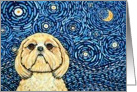 Starry Night Moon Shih Tzu Dog Blank Card