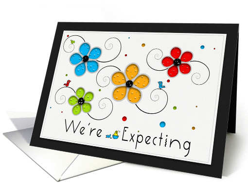 We're Expecting, Floral Birds card (959827)