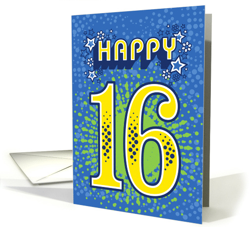 Happy 16th Birthday Stars and Flowers card (1668484)