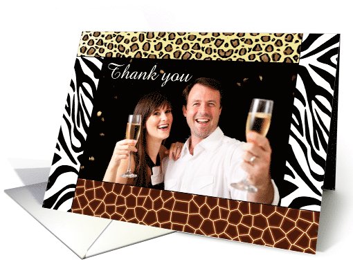 Wedding Thank You for the Gift  Photo Card - Safari Animal Print card