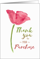 Thank You for Your Purchase with Elegant Floral Watercolor Design card
