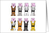 Will You be my Prom Date Cartoon Cats Wearing Bow Ties card