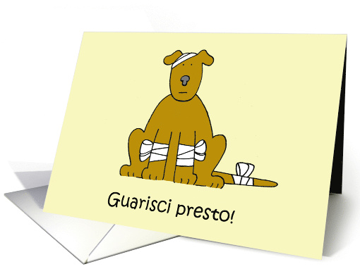 Guarisci Presto Get Well Soon in Italian Cartoon Puppy in... (1419254)