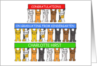 Congratulations Kindergarten Graduate Cartoon Cats to Personalize card