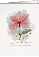 Get Well Soon Watercolor Sketchy Doodle Pink Flower card