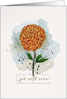 Get Well Soon Watercolor Sketchy Doodle Orange Marigold Flower card