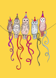 Hand drawn owls with...