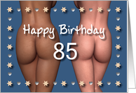 85th Sexy Birthday Buttock Stars and Hearts card