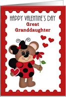 Great Granddaughter Happy Valentine’s Day, Bear ladybug card