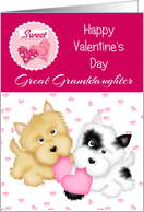 Great Granddaughter Happy Valentine’s Day, Puppies card