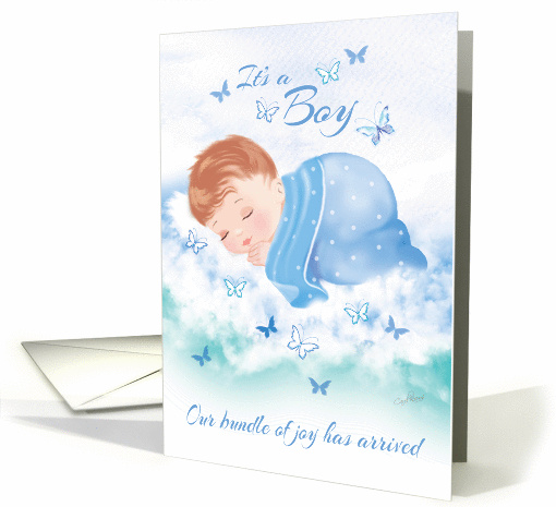 Announcement, Baby Boy - Baby Boy Asleep on Cloud card (1304792)