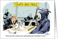 Humorous birthday on tax day cartoon card