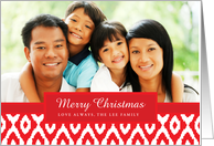 Red Ikat Pattern Holiday Photo Card