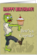Zombie with a Cupcake Funny Birthday Card