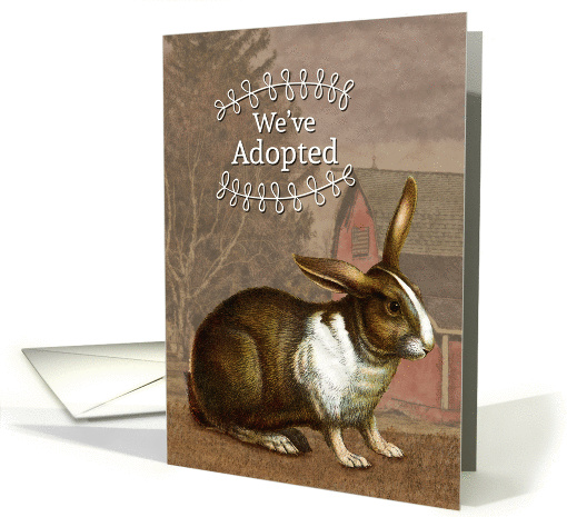 Rabbit Adoption Announcement with Vintage Rabbit Painting card