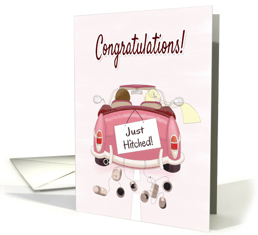 Congratulations on Wedding with Couple in Car Driving card (1384870)