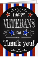 Retro Chalkboard Veterans Day with Stars and Stripes card