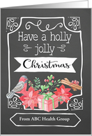 Customize Corporate card, Holly Jolly Christmas, Bird, Poinsettia card