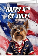 Happy 4th of July Patriotic Yorkshire Terrier card
