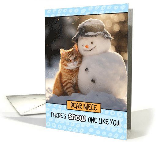 Niece Ginger Cat and Snowman card (1804354)
