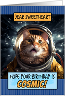 Sweetheart Happy Birthday Cosmic Space Cat card