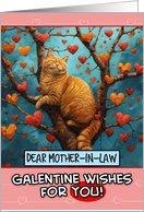 Mother in Law Galentine’s Day Ginger Cat in Tree with Hearts card