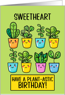 Sweetheart Happy Birthday Kawaii Cartoon Plants in Pots card