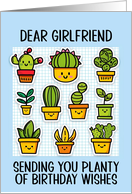 Girlfriend Happy Birthday Kawaii Cartoon Cactus Plants card