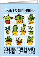 Ex Girlfriend Happy Birthday Kawaii Cartoon Cactus Plants card
