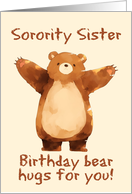 Sorority Sister Happy Birthday Bear Hugs card