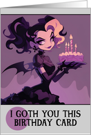 Happy Birthday Vampire Goth with Birthday Cake card
