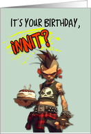 Happy Birthday Goth Girl with Birthday Cake card