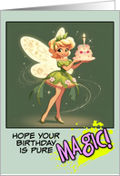 Happy Birthday Little Fairy with Birthday Cake card