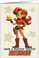 Happy Birthday Cowgirl with Birthday Cake card