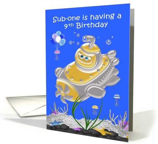 9th Birthday, cute submarine in the ocean with jellyfish,... (1448062)