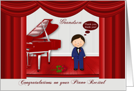 Congratulations on Piano Recital to Grandson with a Boy on a Stage card