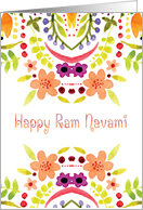 Ram Navami In Watercolor Flowers And Font card