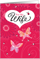 Wife Heart Flutter Valentines Day Red Pink card
