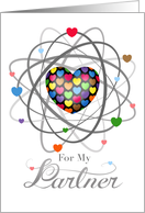 Partner Valentine Atom Heart LGBTQ card