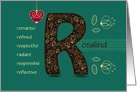 Name Day of Custom Name. Letter R and Golden Color Flowers card