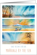 Save the Date Wedding Invitation Beach Ocean Seaside Sunset Watercolor card