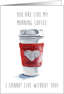Cute Funny Valentine’s Day Red White Simple Watercolor Heart Coffee card