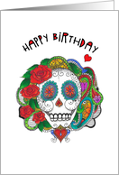 Happy Birthday Sugar Skull Candy Skull Tattoo Art card