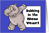 Humorous New Year’s Card With Cartoon Hippo In A Dab Pose card