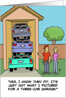 Congratulations On Your New 3-Car Garage Card With Funny Cartoon card