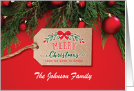 Custom Front, Merry Christmas with Kraft style Tag card