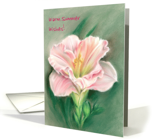 Custom Warm Summer Wishes Pink Daylily Pastel Art card (1528718)