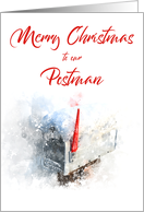 Merry Christmas Postman Mailbox Watercolor card